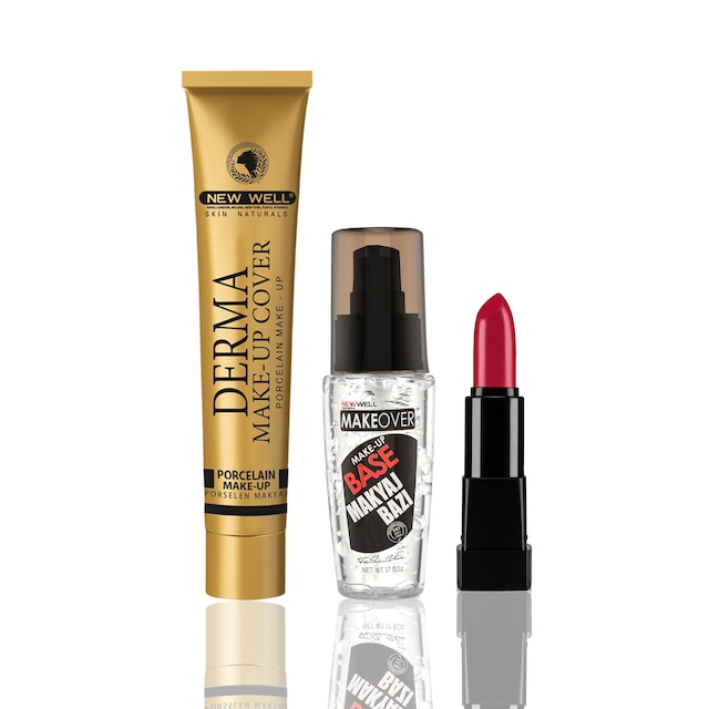 NEW WELL Porselen Makyaj Derma Fondöten Baz + Ruj Hediyeli”