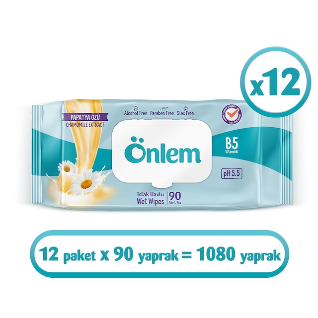 Önlem Papatyalı Islak Havlu 12 x 90 Adet