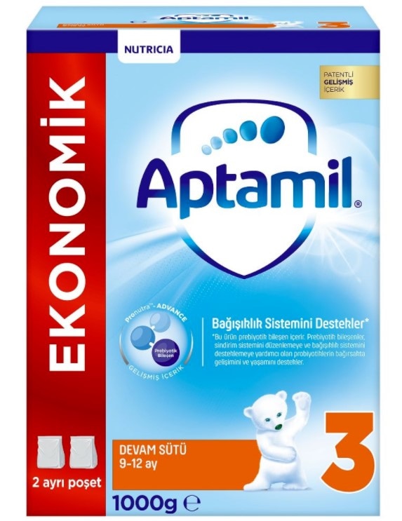 Aptamil 3 Ekonomik Paketli Bebek Devam Sütü 9 - 12 Ay 1 KG