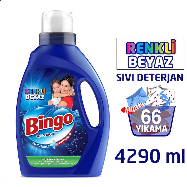 Bingo Renkli & Beyaz Ekonomi Paketi Sıvı Deterjan 4290 ML