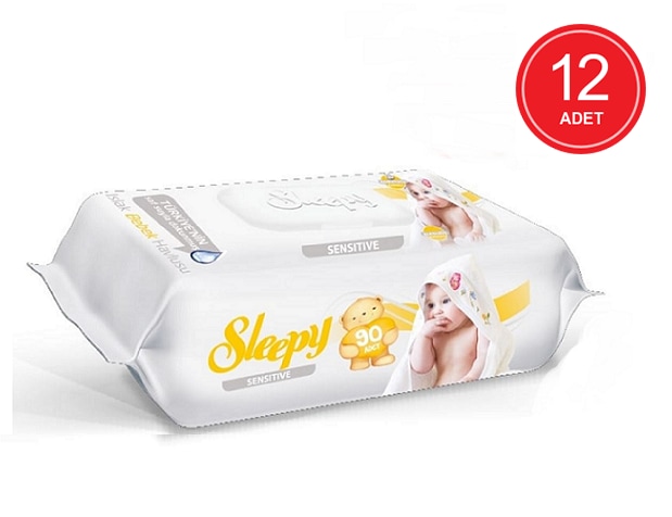 Sleepy Sensitive Hassas Ciltlere Özel Islak Bebek Havlusu 12 x 90'lı