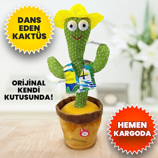 Ses Taklit Eden, Konuşan Müzikli Dans Eden Kaktüs Pelüş Oyuncak