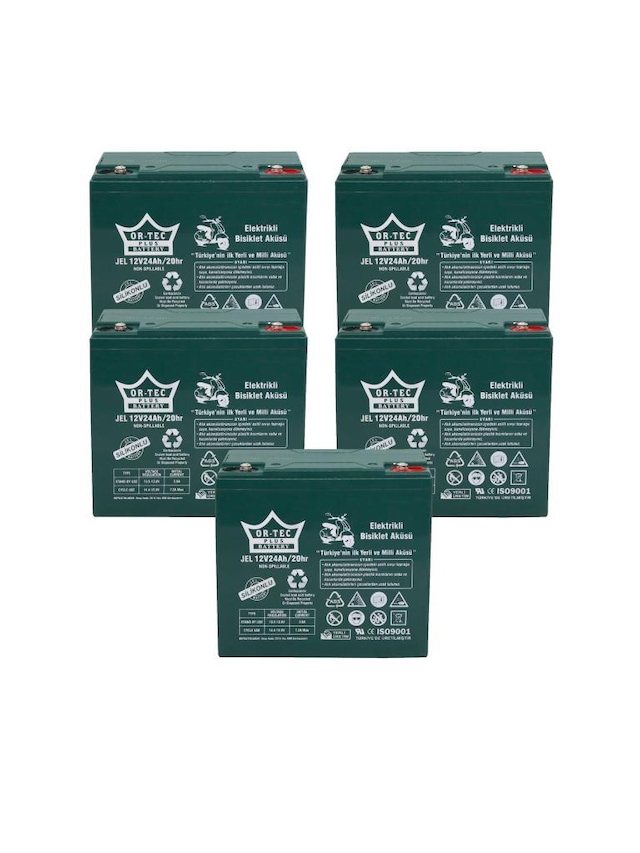 ORTEC 12V 22-24 AH ELEKTRİKLİ MOTOSİKLET AKÜSÜ 2021 5'li SET