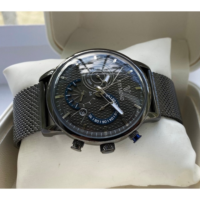 Raymond Swiss Titanyum Renk Bombe Cam Erkek Kol Saati