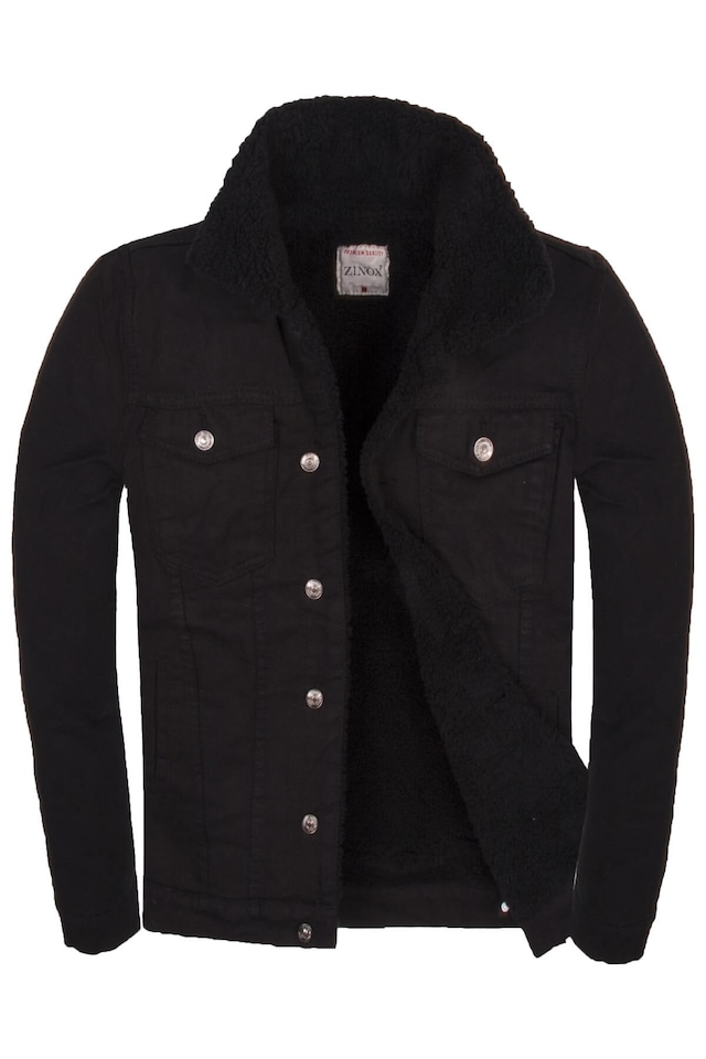 Siyah Renk İçi Siyah Kürklü Erkek Kot Mont