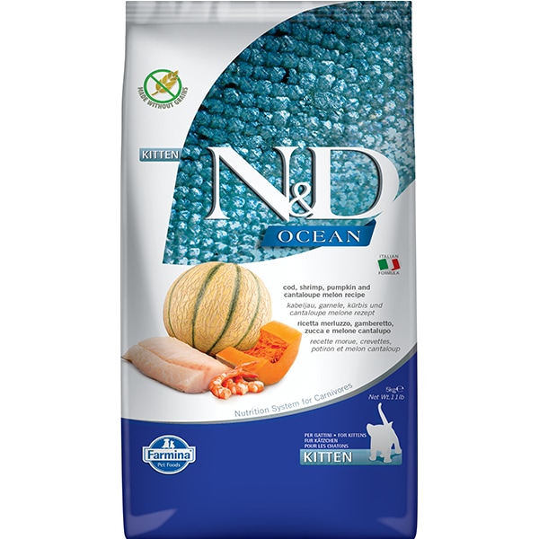 N&D Ocean Morina Balığı Balkabağı Karides ve Kavunlu Yavru Kedi Maması 5 KG