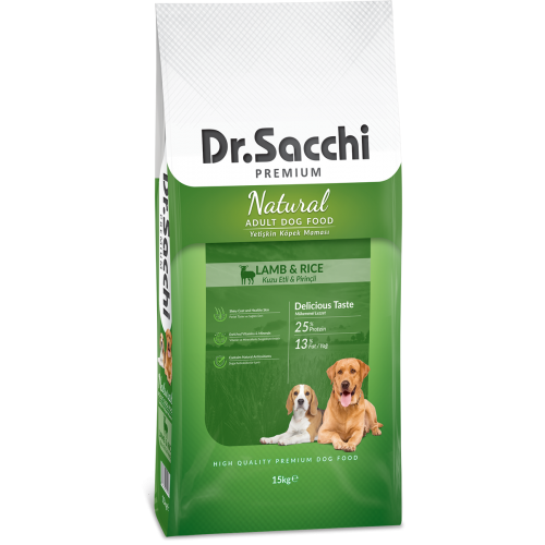 Dr. Sacchi Kuzu Etli ve Pirinçli Yetişkin Köpek Maması 15 KG