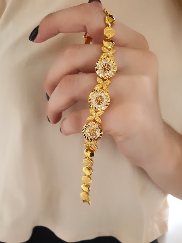 22 AYAR ALTIN KAPLAMA ZİRKON TAŞLI BİLEKLİK