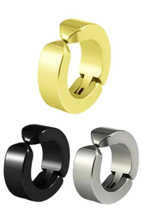 Deliksiz Sıkıştırmalı Küpe Erkek Çelik Küpe Kıkırdak Erkek Küpesi