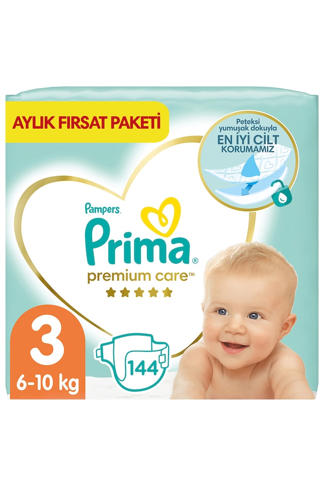 Prima Bebek Bezi Premium Care 3 Beden Aylık Fırsat Paketi 144 Adet