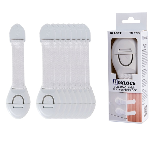 BOXLOCK 10 Adet Çocuk Bebek BEYAZ Çekmece Dolap Güvenlik Kilidi