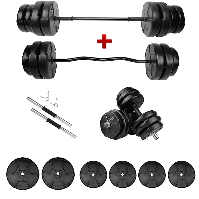 E-Life 28 KG Z Bar Dambıl Seti & Halter Seti Ağırlık Fitness Seti