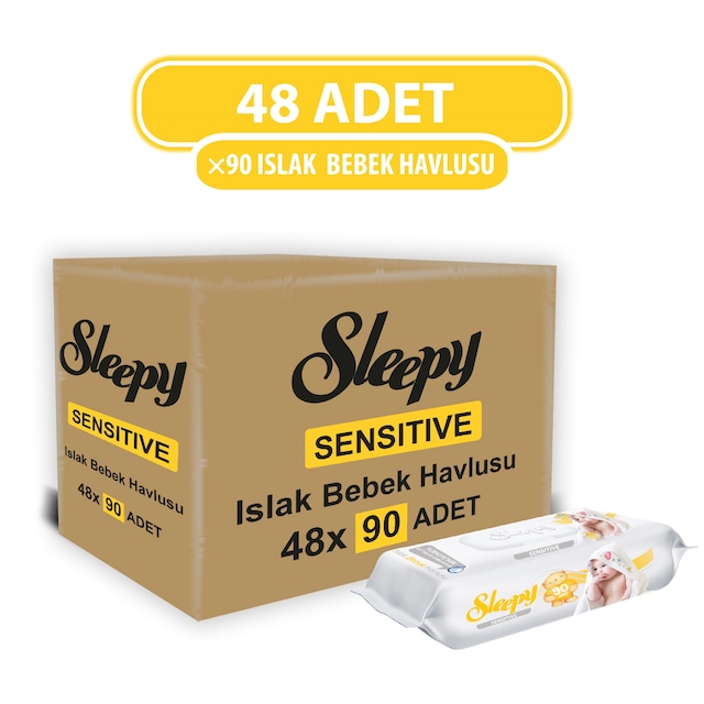 Sleepy Sensitive Hassas Ciltlere Özel Islak Bebek Havlusu 48 x 90'lı