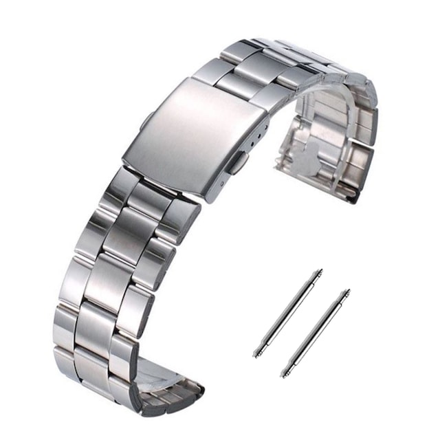 18mm-20mm-22mm-24mm-26mm Gümüş Renk Metal Saat Kordonu Kayışı