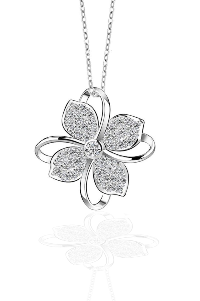 Gümüş Dört Yapraklı Yonca Bayan Kolye