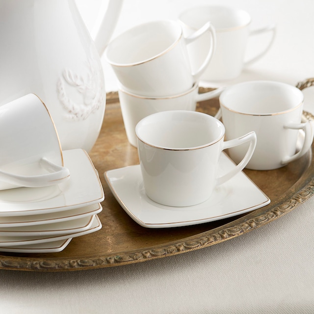 Karaca Kare Tabaklı 6 Kişilik 12 Parça Kahve Fincan Takımı 80 ml