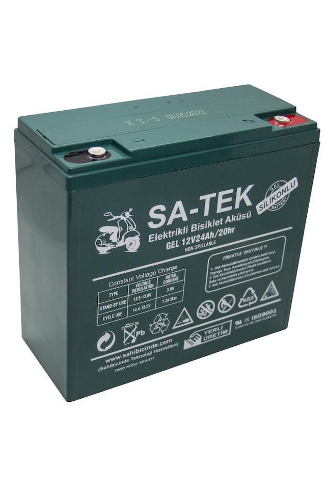 SA-TEK 12V 24 AH AKÜ ELEKTRİKLİ MOTORSİKLET AKÜSÜ JEL AKÜ 2022 ÜR