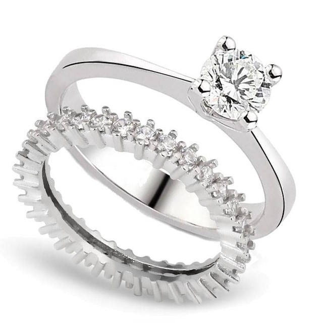 Gümüş Tektaş ve Tamtur Yüzük İkilisi wsr95