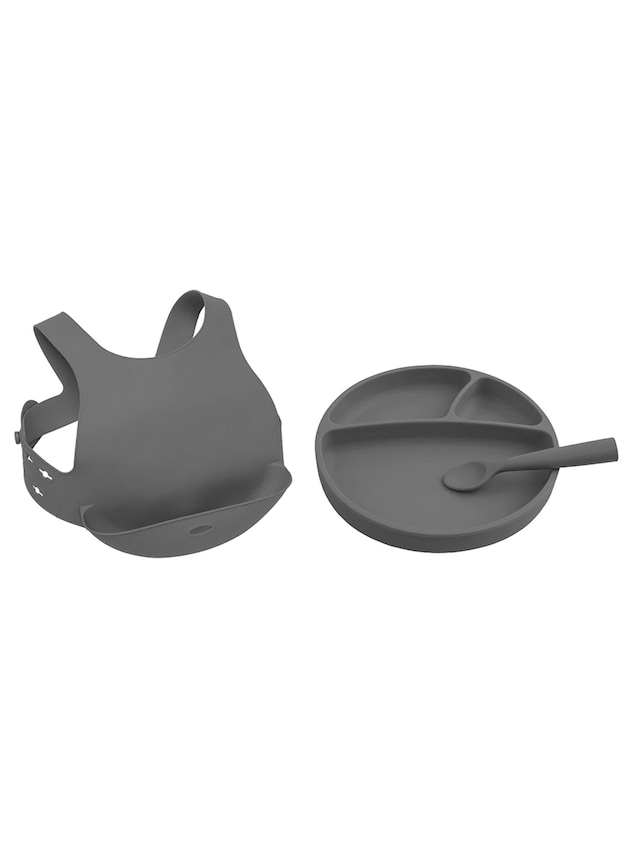 OiOi Silikon Beslenme Seti 3'lü Gri 1070008
