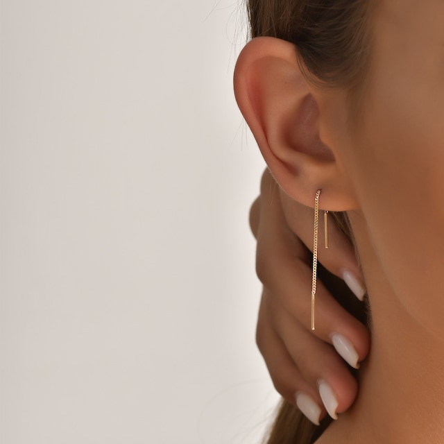 Ince Çubuk Zincir Küpe