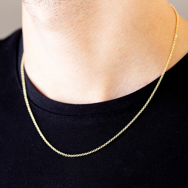 14 Ayar Altın İnce Sarı Erkek Zincir Kolye 50 cm