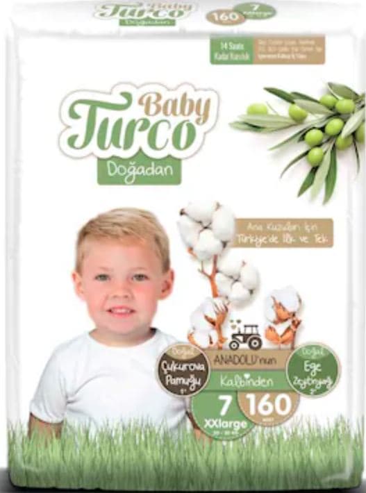 Baby Turco Doğadan Bebek Bezi 7 Numara XXlarge 160 Adet