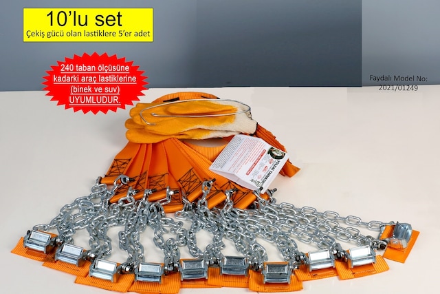 Yoldaş Takmatik 10 lu Binek  Set Kar Zinciri Eldiven hediyeli