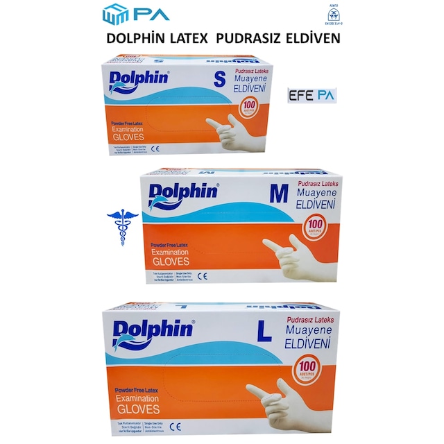 Dolphin Pudrasız Lateks Beyaz Muayene Eldiven Eldiveni 100'lü