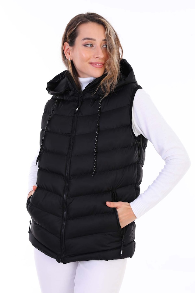 EVEREST KADIN JEL DOLGU KAPÜŞONLU ŞİŞME YELEK