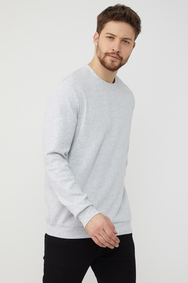 Espina Erkek Gri Melanj O Yaka Sweatshirt