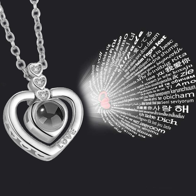 100 Dilde Seni Seviyorum Kalpli 925 Ayar Gümüş Kolye wsn230