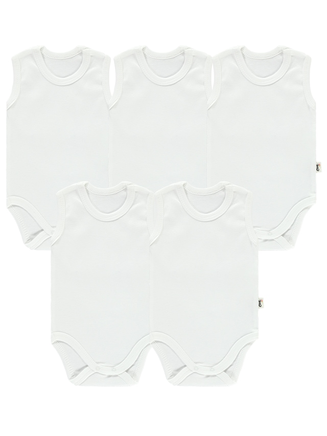 Civil Baby Basic Bisiklet Yaka 5'li Çıtçıtlı Badi 0-18 Ay Beyaz