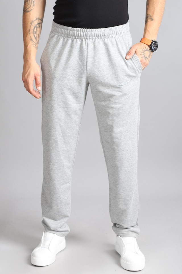 Erkek Cepli Normal Kalıp Cep Altı Baskılı Gri Eşofman Altı