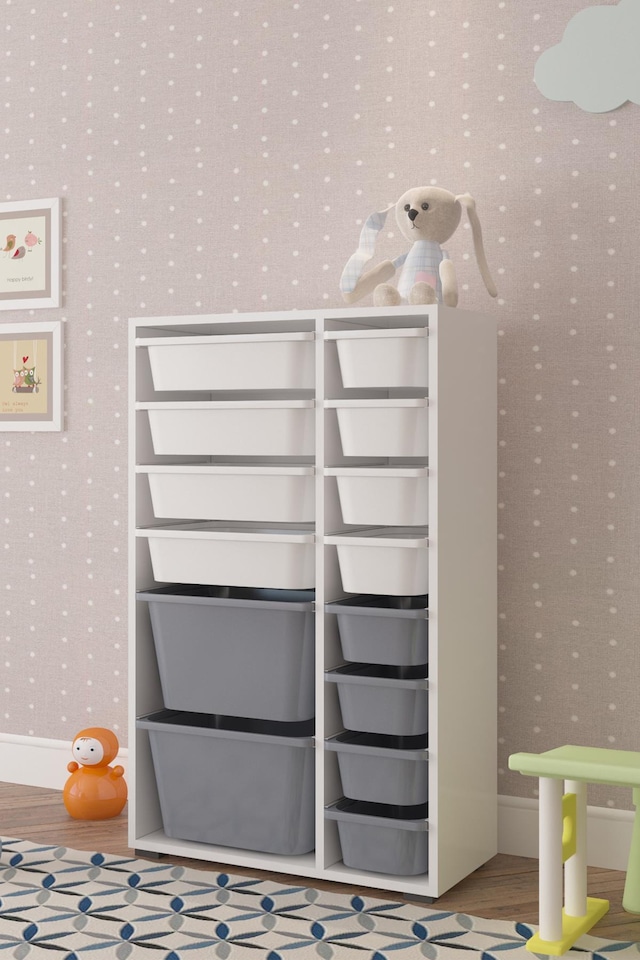 Pratico Çok Amaçlı Oyuncak Dolabı Gri Beyaz 2D4K8U