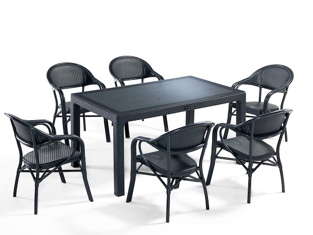 Novussi NST-001 Nirvana Bahçe Grubu 90x150 Camlı Masa + 6 Koltuk