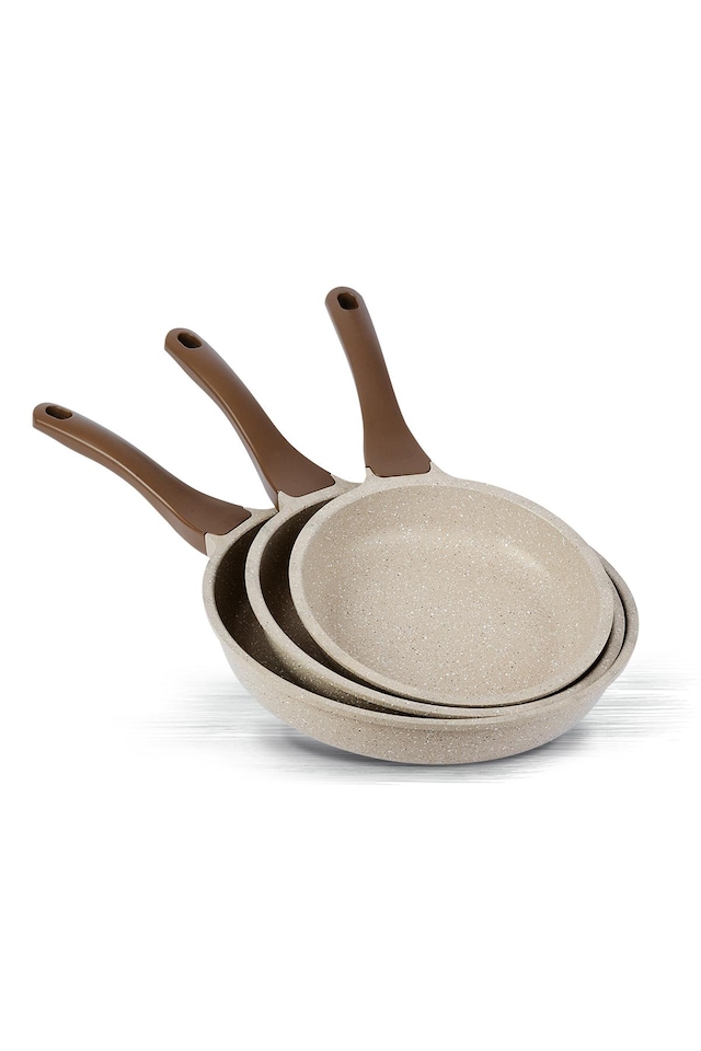 ThermoAD 3'lü Granit Döküm Tava Seti 20 Cm 24 Cm 28 Cm Vizon