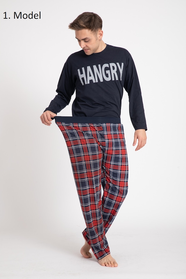 4 Farklı Model Erkek Pijama Takımı Baskılı Pamuklu Takım Tampap