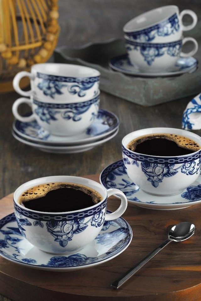 Kütahya Porselen Bleu Blanc 12 Parça Çay Fincan Takımı