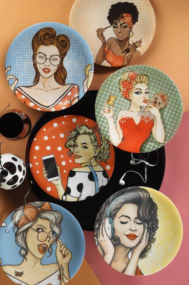 Kütahya Porselen Pop-art 6'lı Servis Tabağı 25 cm
