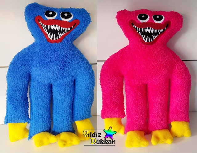 2'li Huggy Wuggy Peluş Oyuncak Oyun Karakterleri Mavi Pembe Canav