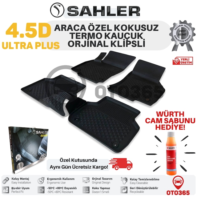 Sahler 4.5D Havuzlu Paspas Araca Özel Würth Cam Sabunu Hediye!