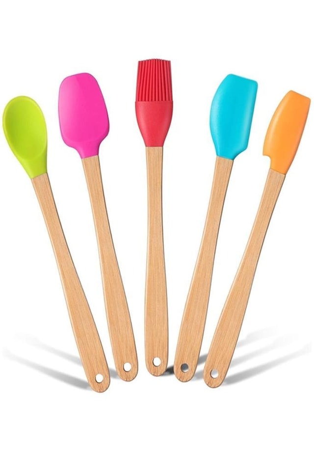Valletta Indigo 5 Li Renkli Bambu Silikon Spatula Seti