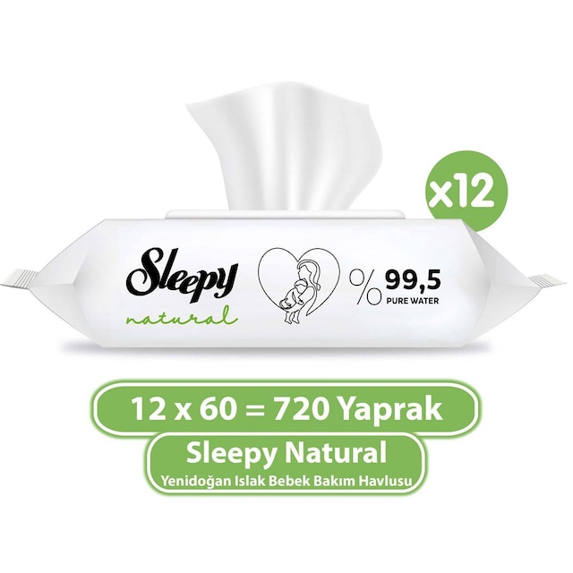 Sleepy Natural Yenidoğan Islak Bebek Bakım Havlusu 12 x 60'lı