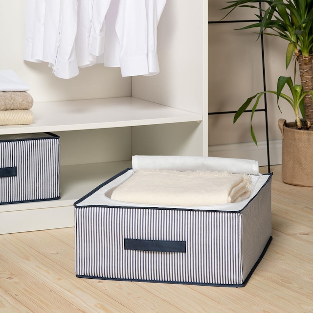 Ocean Home Lacivert Çizgili Destekli Hurç // 45x55x20