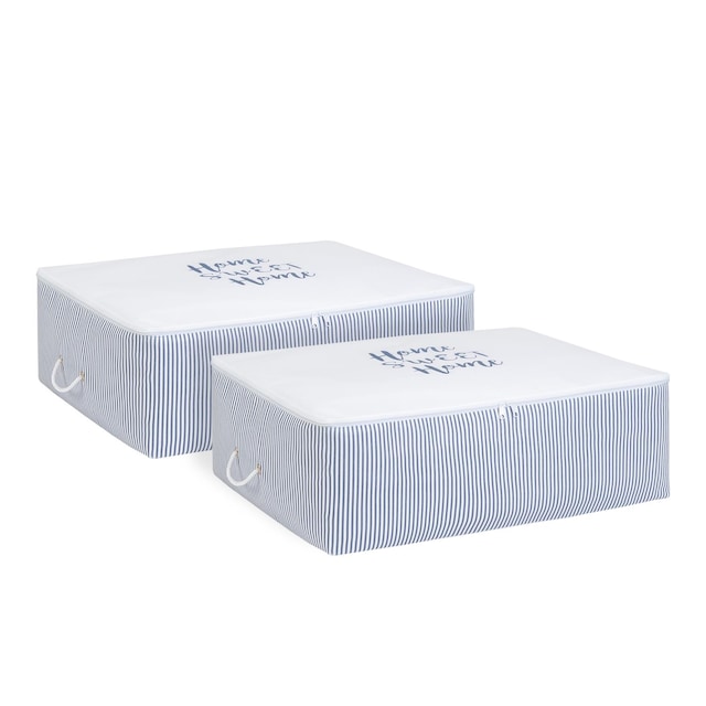 Ocean Home 2'li Lacivert Çizgili Baza Altı Hurç Set//62x46x22