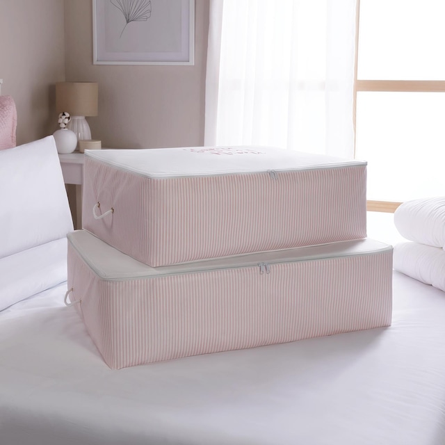 Ocean Home 2'li Pembe Çizgili Baza Altı Hurç Set