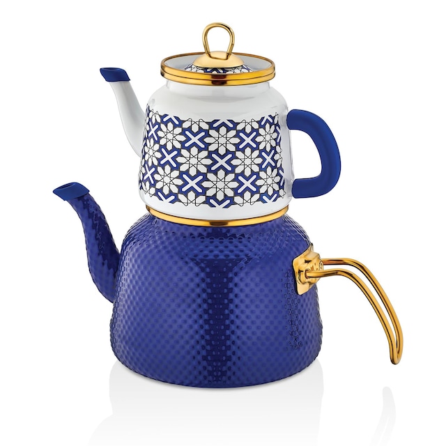 Schafer Glaze 4 Parça Lacivert Emaye Çaydanlık Takımı