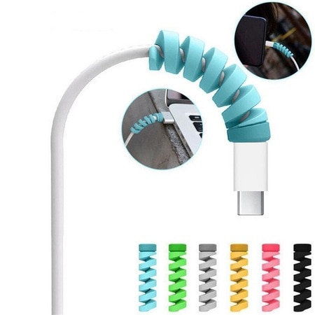 Telefon Şarj Kablo Koruyucu Silikon Spiral Usb Koruyucu 4Lü Paket