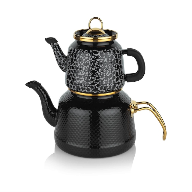 Schafer Glaze Emaye 4 Parça Siyah Çaydanlık Takımı