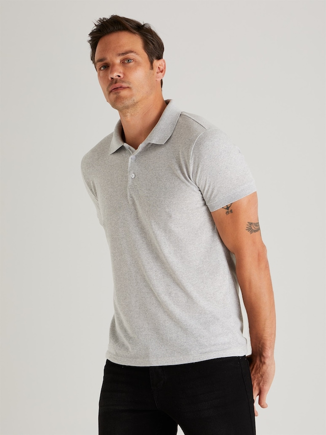 GRİ MELANJ POLO YAKA ERKEK TSHIRT - SLIM FIT